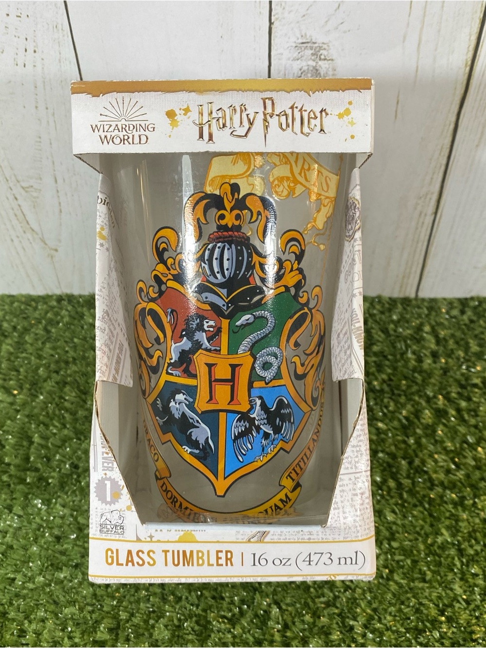 Harry Potter Wizarding World 16oz Glass Tumbler Crest Design New In Box Draco